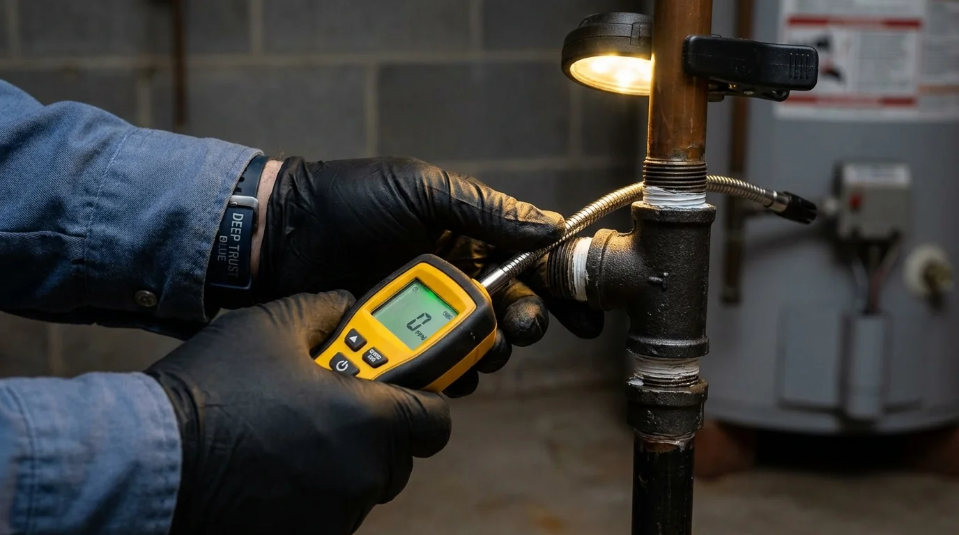 Gas leak detection with electronic sniffer by Johns Plumbing LLC in Miller