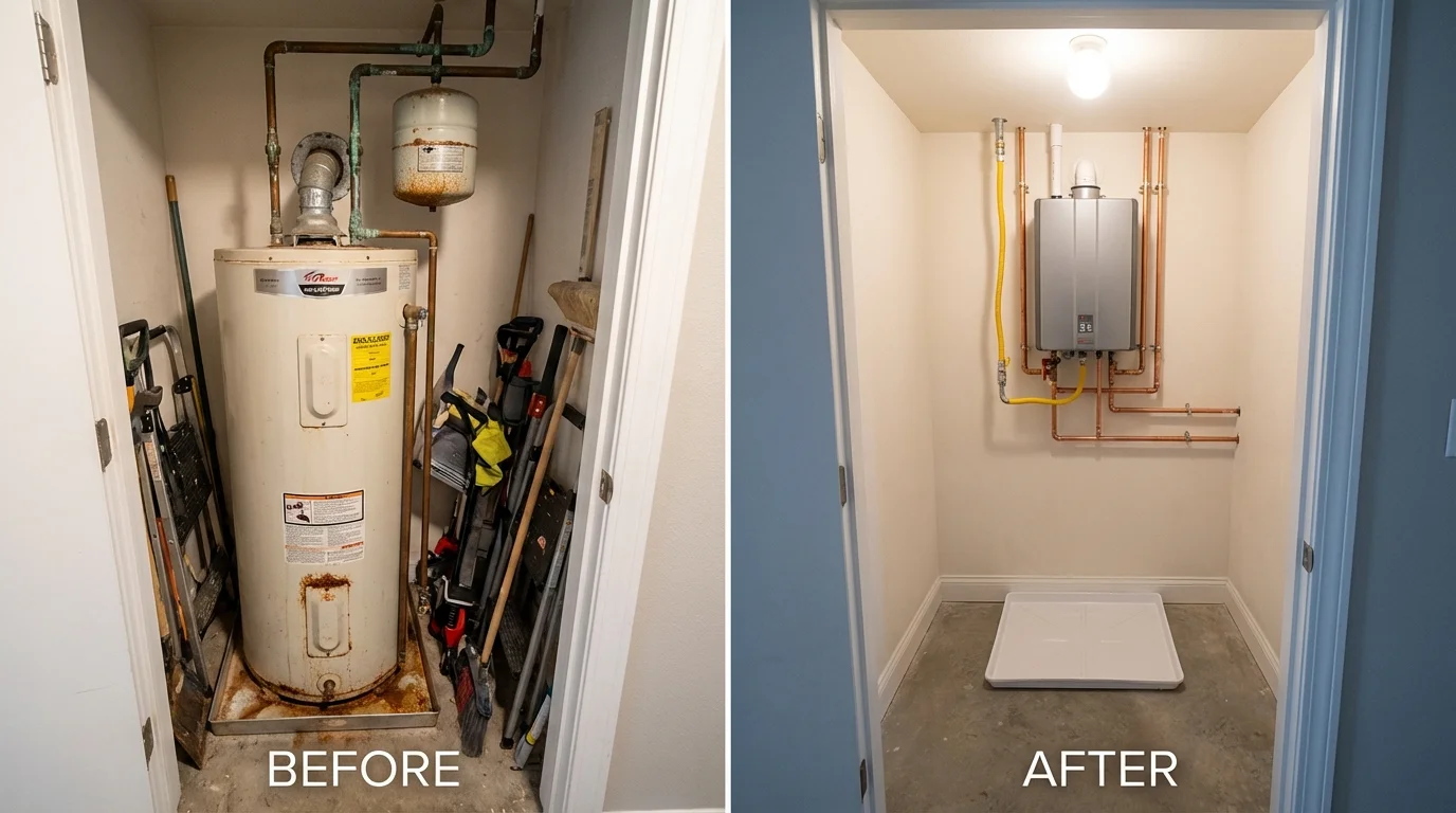 Tank water heater versus wall-mounted tankless unit comparison for Miller, SD homeowners
